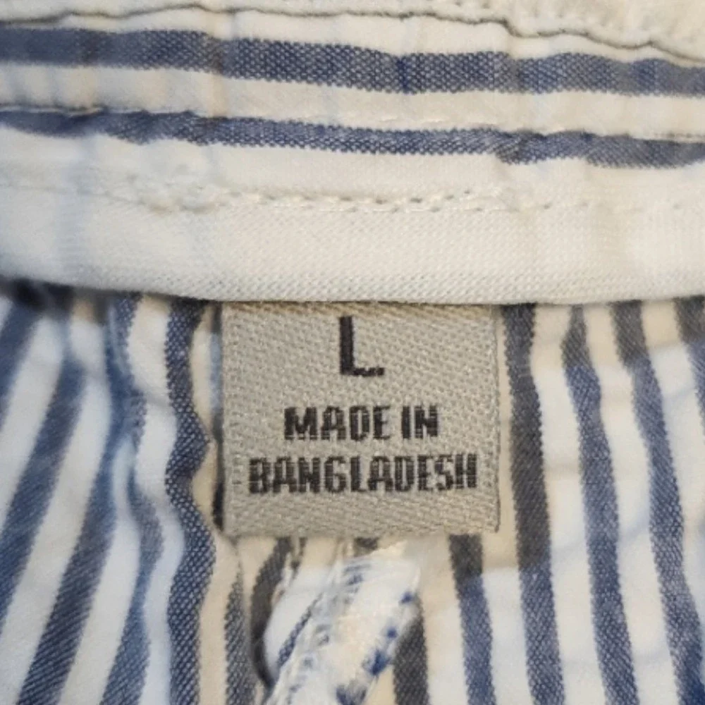 Goodfellow & Co Mens L NWT Navy Striped Pleated Pants Elastic Waist 36x29